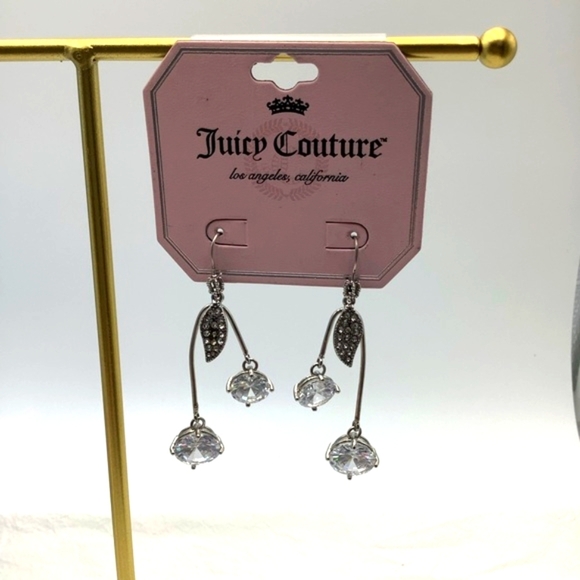 🎄🎄 Juicy Couture Silver Cherry Crystal Earrings - Picture 3 of 5